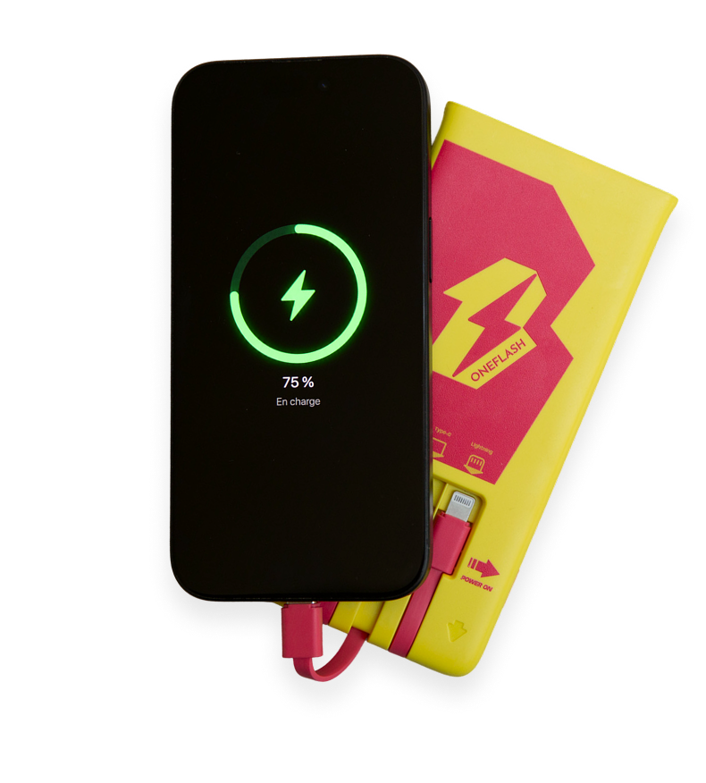 Téléphone en charge avec une batterie OneFlash
